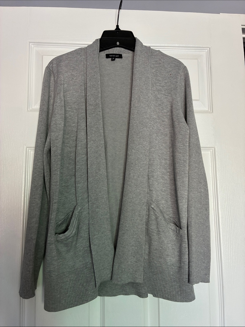 Verve Ami Light Gray Open Cardigan with Pockets
